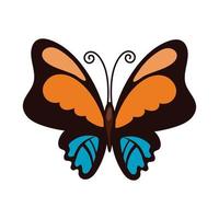 bella farfalla arancione insetto stile piatto icona vettore