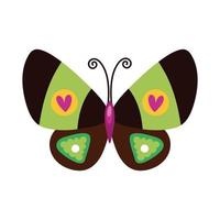 bella farfalla icona di stile piatto insetto verde vettore
