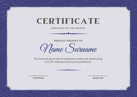 elegante certificato design per realizzazione e apprezzamento con astratto sfondo vettore