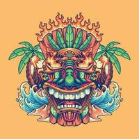 sorridente hawaiano tiki maschera illustrazione vettore