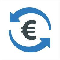 Euro transazione icona, vettore e glifo