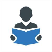 lettura libro icona. vettore e glifo