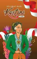 manifesto dimensione mano disegnato illustrazione commemorare indonesiano kartini dell'eroe giorno. vettore