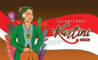 vettore illustrazione di realistico dimensione bandiera per commemorare kartini giorno.