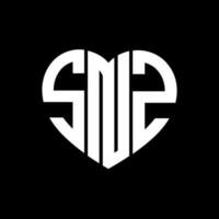 snz creativo amore forma monogramma lettera logo. snz unico moderno piatto astratto vettore lettera logo design.