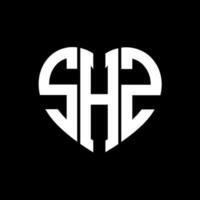 shz creativo amore forma monogramma lettera logo. shz unico moderno piatto astratto vettore lettera logo design.