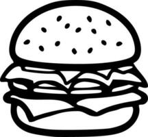 Hamburger nero lineamenti monocromatico vettore illustrazione