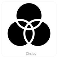 cerchi e intersezione icona concetto vettore