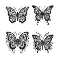 tatuaggio farfalla linea arte tribale nero su bianca sfondo ,farfalla tatuaggio isolato su bianca vettore
