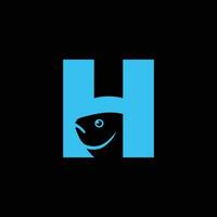 pesce nel h logo vettore. vettore