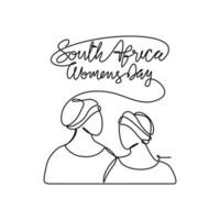 uno continuo linea disegno di Sud Africa nazionale donne giorno su agosto 9°. Sud Africa nazionale giorno design nel semplice lineare stile. Sud Africa Da donna giorno design concetto vettore illustrazione