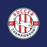 calcio campionato logo design e emblema modello, calcio logo, lega vettore