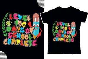 livello 100 giorni di scuola completare, indietro per shcool t camicia disegno, t camicia design vettore