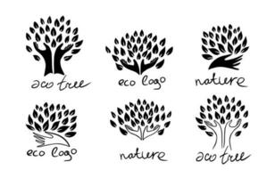 mani Tenere albero eco logo vettore illustrazione