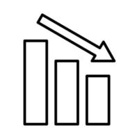 barre delle statistiche con icona di stile della linea freccia giù vettore