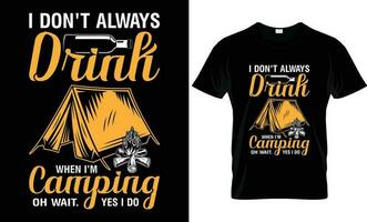 design t-shirt da campeggio vettore