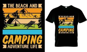 design t-shirt da campeggio vettore