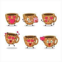 caffè biscotti cartone animato personaggio con amore carino emoticon vettore
