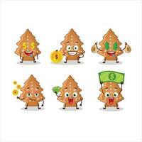 biscotti albero cartone animato personaggio con carino emoticon portare i soldi vettore