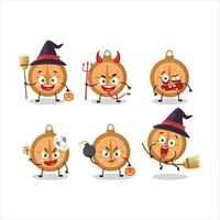 Halloween espressione emoticon con cartone animato personaggio di bussola biscotti vettore