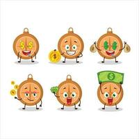 bussola biscotti cartone animato personaggio con carino emoticon portare i soldi vettore