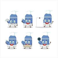 cartone animato personaggio di nuovo blu guanti con vario capocuoco emoticon vettore
