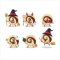 Halloween espressione emoticon con cartone animato personaggio di spirale biscotto vettore