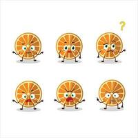 cartone animato personaggio di nuovo arancia con che cosa espressione vettore