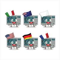 forno cartone animato personaggio portare il bandiere di vario paesi vettore