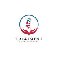 trattamento chiropratica logo design ispirazione. fisioterapia simbolo icona design vettore