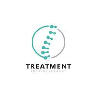 trattamento fisioterapia chiropratica logo design ispirazione. colonna vertebrale simbolo vettore icona design illustrazione modello