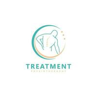 trattamento fisioterapia chiropratica logo design ispirazione. colonna vertebrale simbolo vettore icona design illustrazione modello