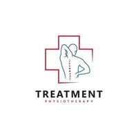 trattamento chiropratica logo design ispirazione. fisioterapia simbolo icona design vettore