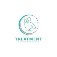 trattamento fisioterapia chiropratica logo design ispirazione. colonna vertebrale simbolo vettore icona design illustrazione modello