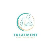 trattamento fisioterapia chiropratica logo design ispirazione. colonna vertebrale simbolo vettore icona design illustrazione modello