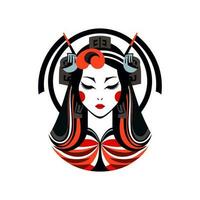 giapponese geisha ragazza mano disegnato logo design illustrazione vettore