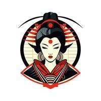 squisito giapponese geisha ragazza illustrazione con disegnato a mano dettagli per travolgente logo disegni quello evocare eleganza e grazia vettore