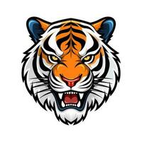 Impressionante mano disegnato tigre logo design con intricato dettagli e potente presenza. ideale per Marche In cerca di un' forte e travolgente Immagine vettore