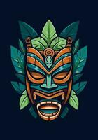 abbraccio il spirito di il isole con un' di legno tiki maschera tribale logo. unico, grassetto, e pieno di simbolismo, esso porta un' toccare di autenticità per il tuo marca vettore