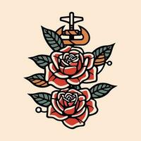 Rose fiore mano disegnato logo design illustrazione vettore