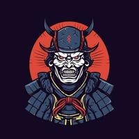 samurai armatura mano disegnato logo design illustrazione vettore