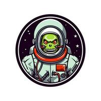 zombie astronauta mano disegnato logo design illustrazione vettore