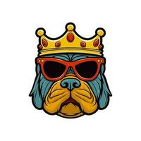 bulldog testa indossare occhiali da sole mano disegnato logo design illustrazione vettore