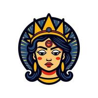 Regina ragazza logo design illustrazione un' fusione di arte e cultura, cattura il spirito e resilienza di il Chicano Comunità. grassetto, abilitante, e visivamente Impressionante vettore