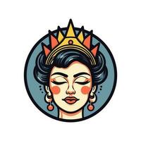 Regina ragazza logo design illustrazione un' fusione di arte e cultura, cattura il spirito e resilienza di il Chicano Comunità. grassetto, abilitante, e visivamente Impressionante vettore