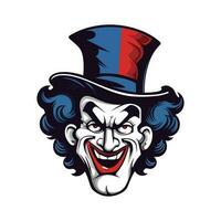 clown testa mano disegnato logo design illustrazione vettore