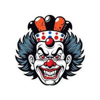 clown testa mano disegnato logo design illustrazione vettore