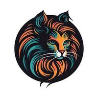 gatto testa logo design illustrazione vettore