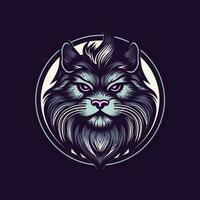 gatto testa logo design illustrazione vettore