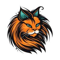 gatto testa logo design illustrazione vettore